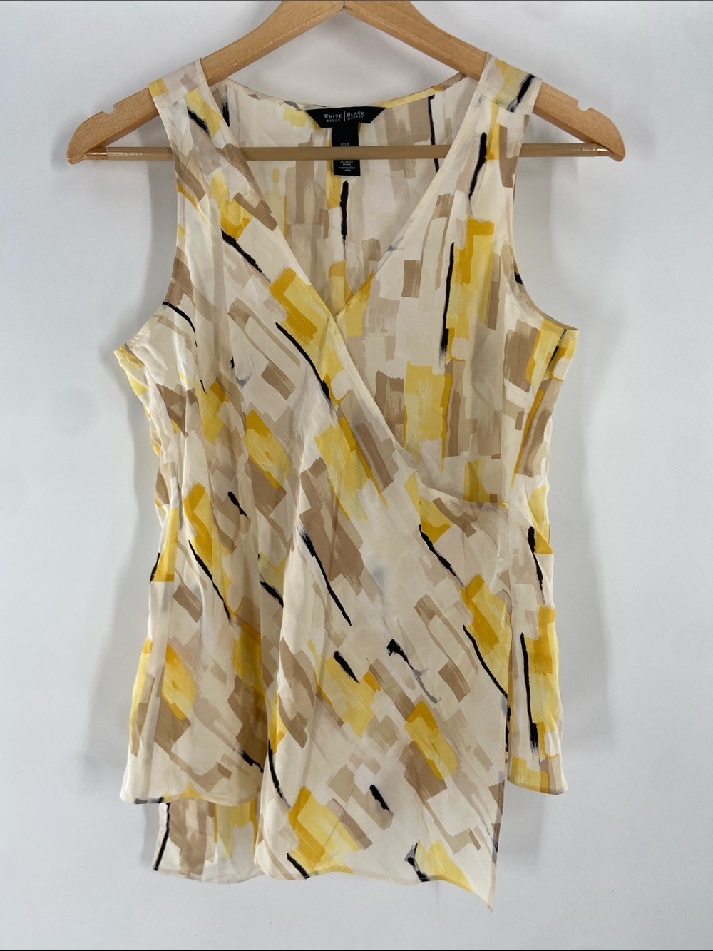 White House Black Market Cream Tan Yellow Silk Tank Top Size XS Gently Used